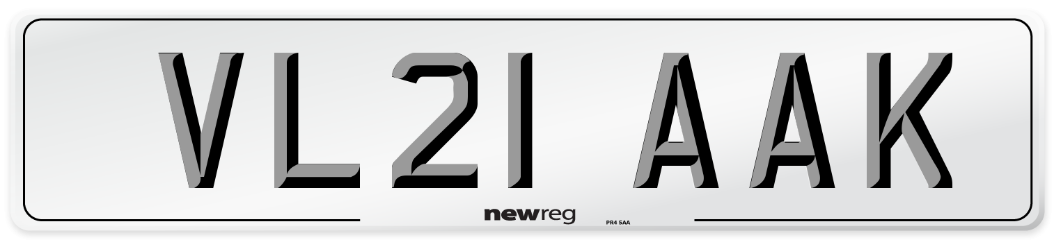 VL21 AAK Number Plate from New Reg